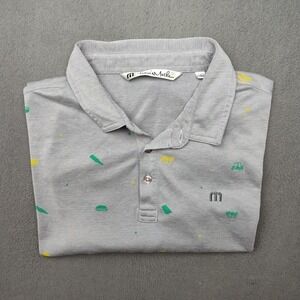 Travis Mathew Polo Shirt Mens Large Gray Golf Cart Pima Cotton Blend Geometric